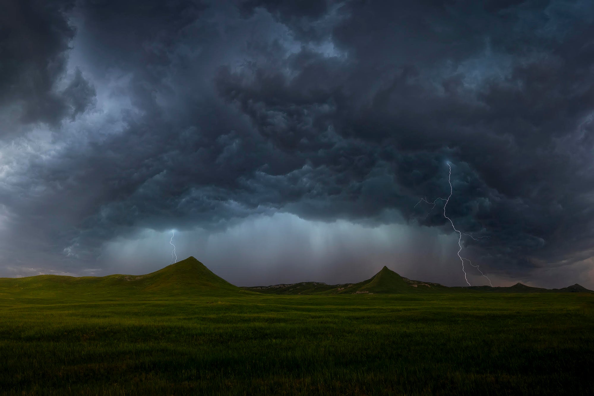 Positive strike over open prairie.